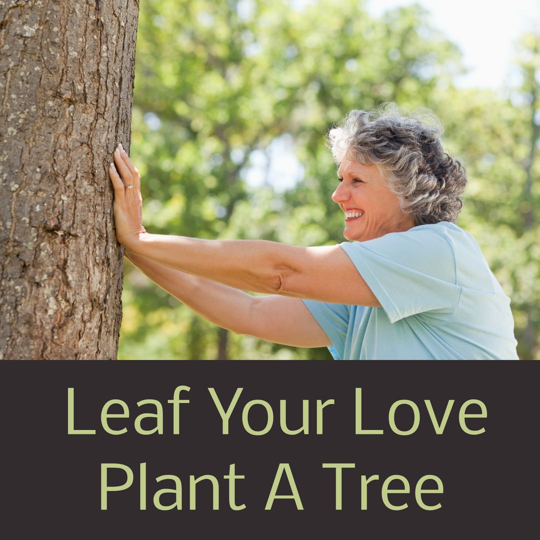 Smiling Senior Woman Connecting with Nature on Love a Tree Day