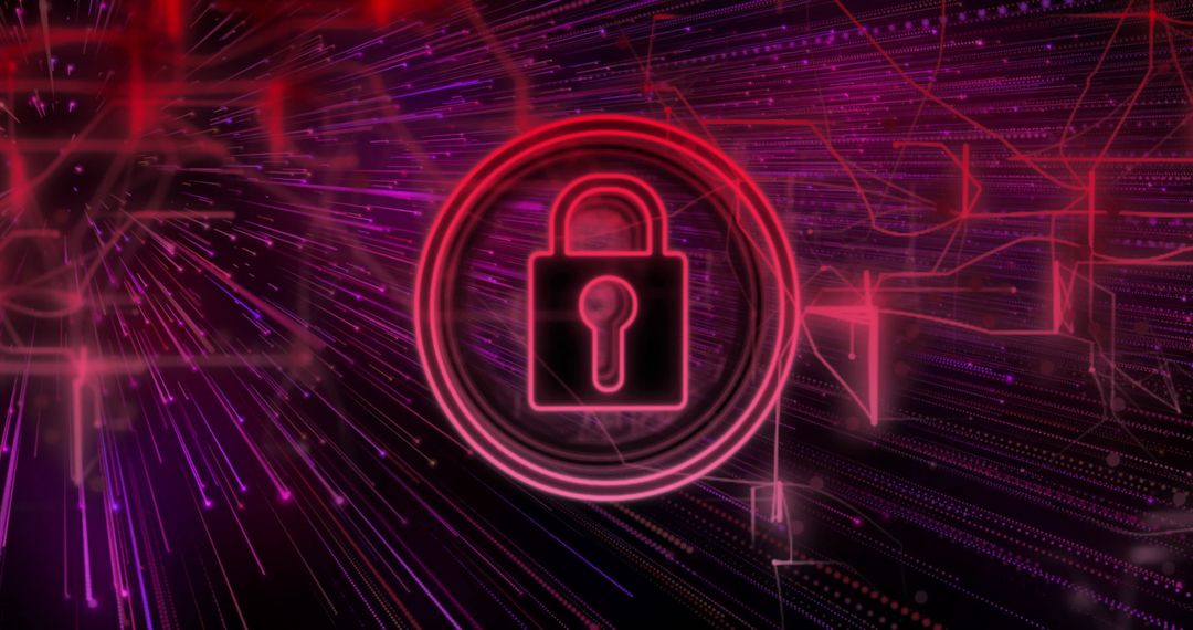 Cybersecurity Lock Icon with Abstract Digital Background