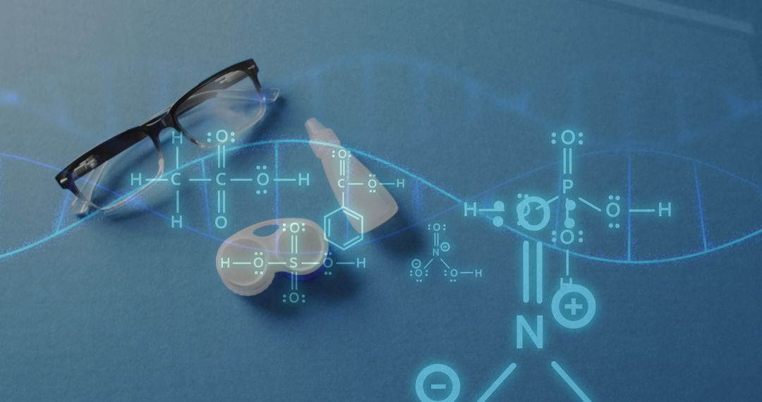 Futuristic Medical Technology Concepts with Glasses and DNA Overlay
