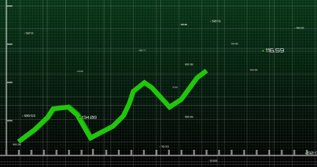 Green Line Graph on Dark Digital Grid