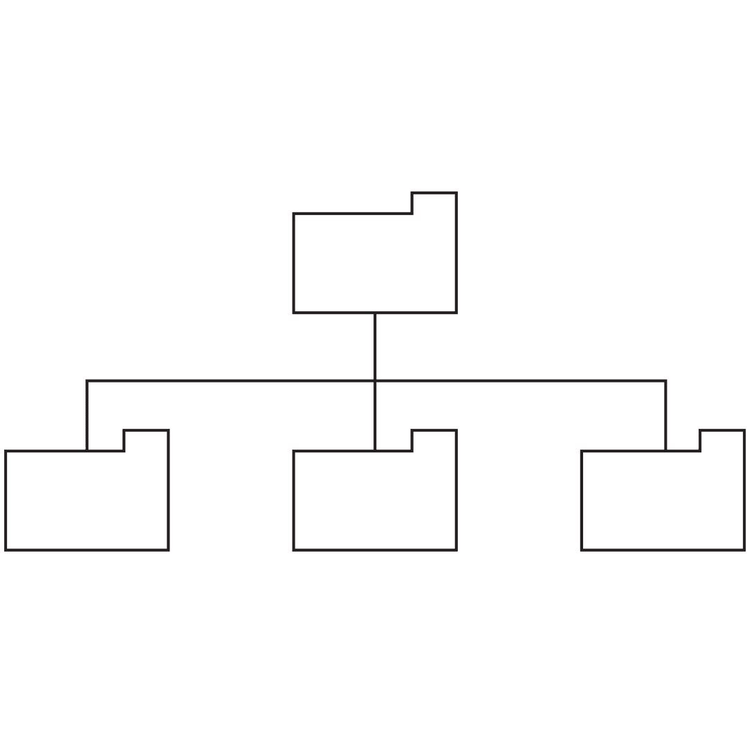 Digital Network of Folders on Transparent Background