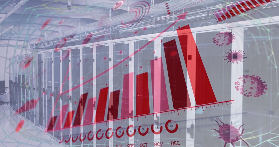 Digital Overlays of Pandemic Data in Modern Server Room