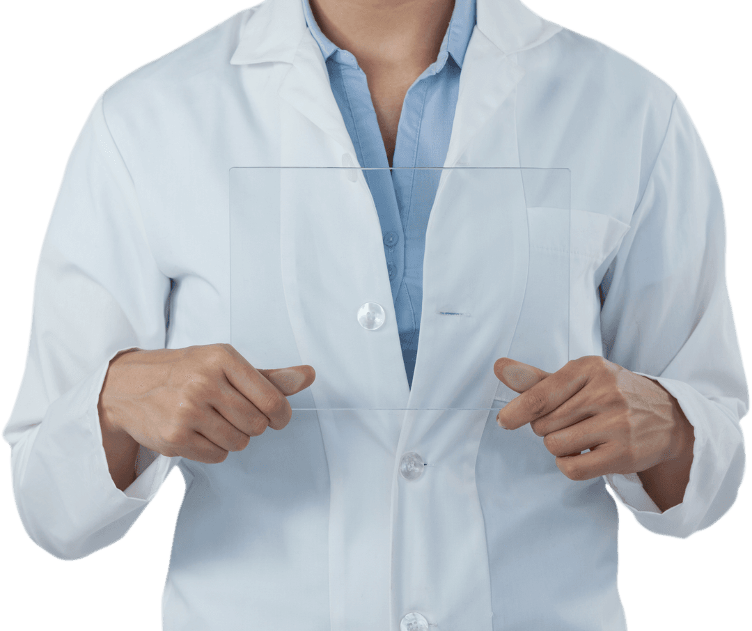 Doctor Holding Transparent Tablet for Innovative Technology Concept