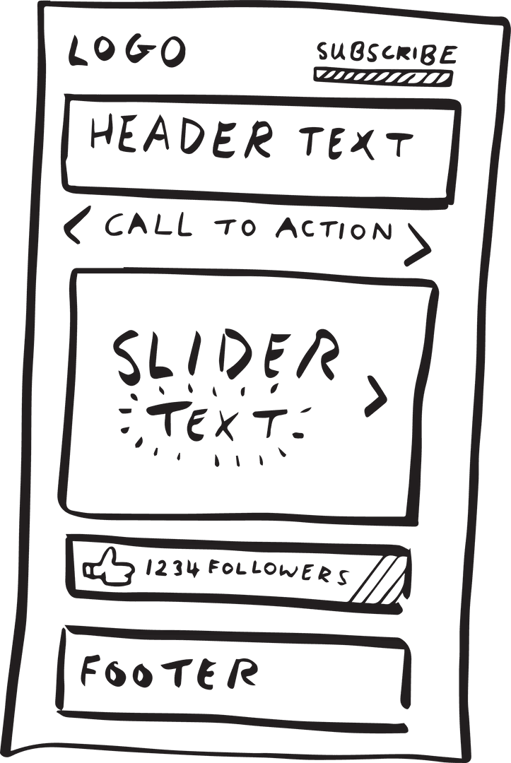 Transparent Hand-Drawn Website Layout Sketch