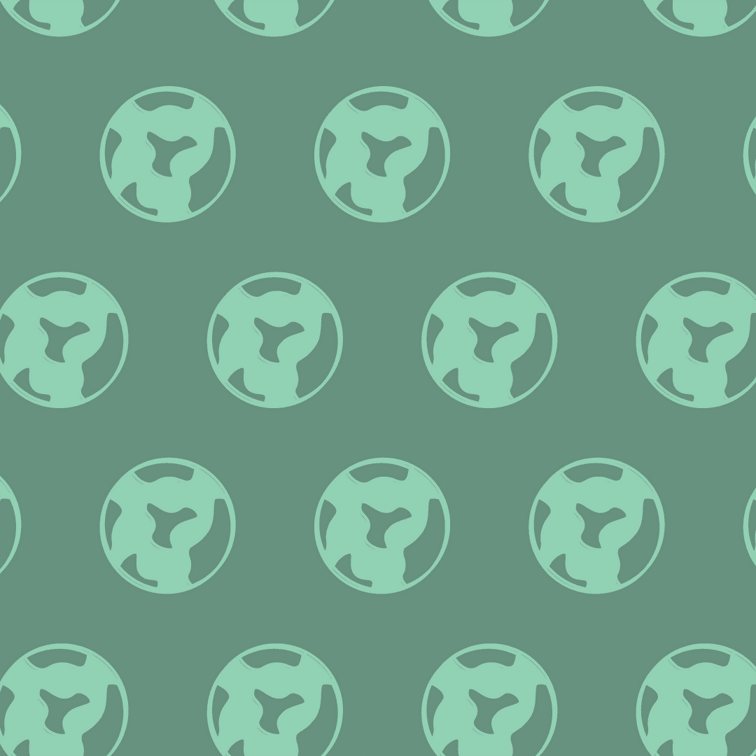 Seamless Green Globe Pattern on Transparent Background