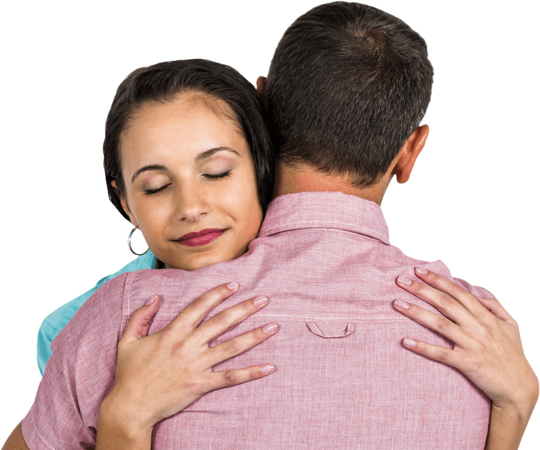 Couple Embracing Transparent Background Showing Affection