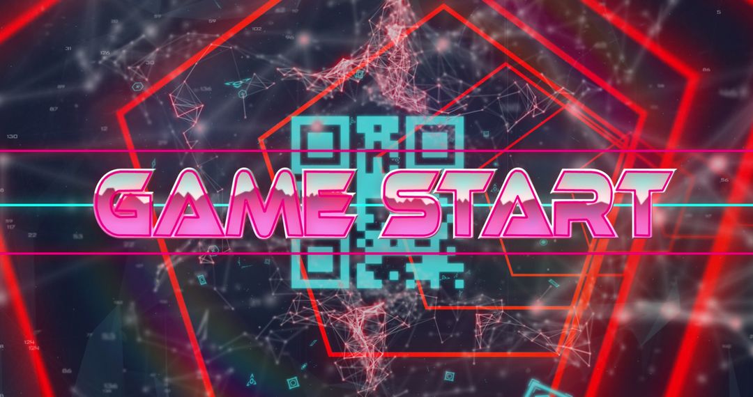 Retro-Futuristic Game Start Gateway Neon Graphics
