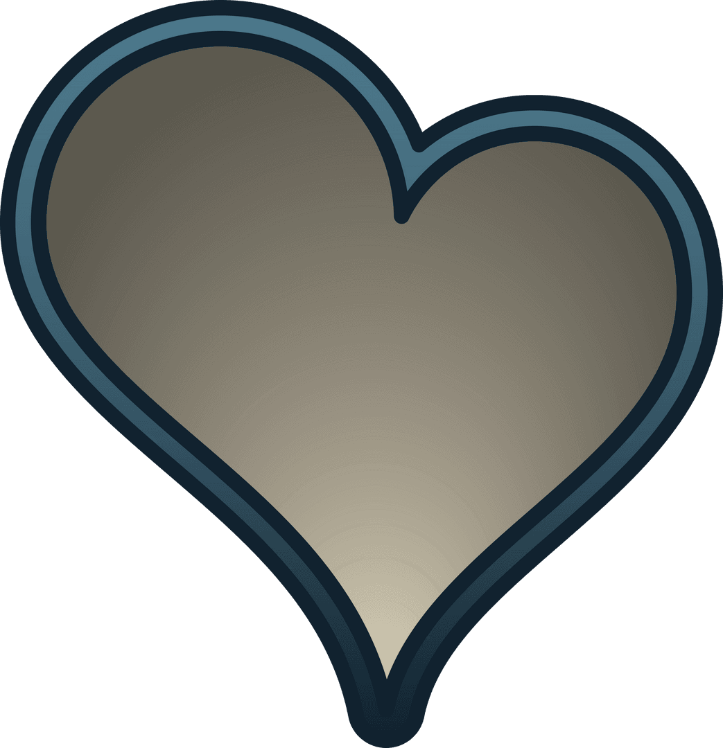 Transparent Gray Heart Vector Icon with Dark Outline