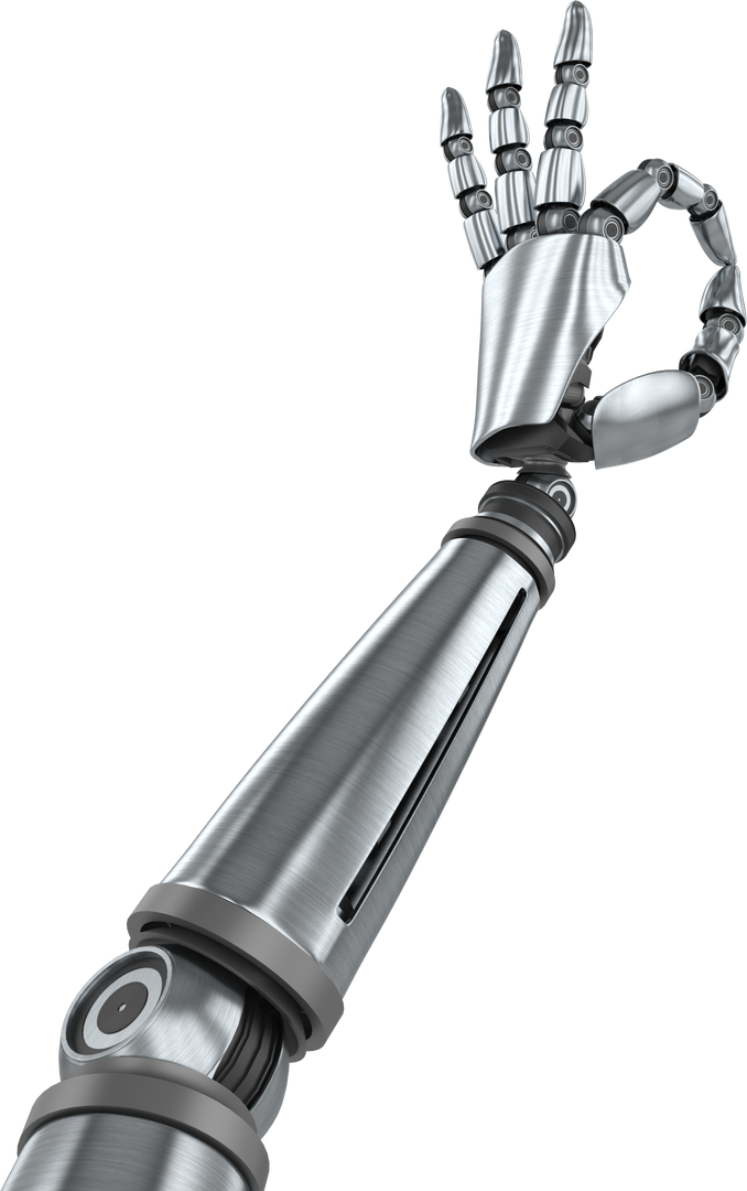 Shiny Metal Robot Arm Making OK Sign with Transparent Background - Download Free Stock Images Pikwizard.com