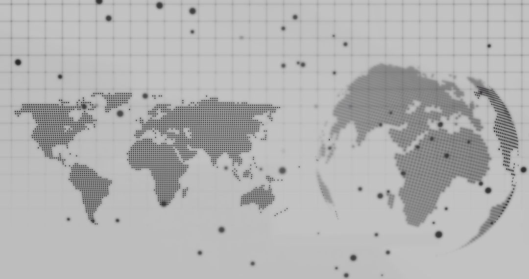 Digital World Map with Global Network and Connectivity Points
