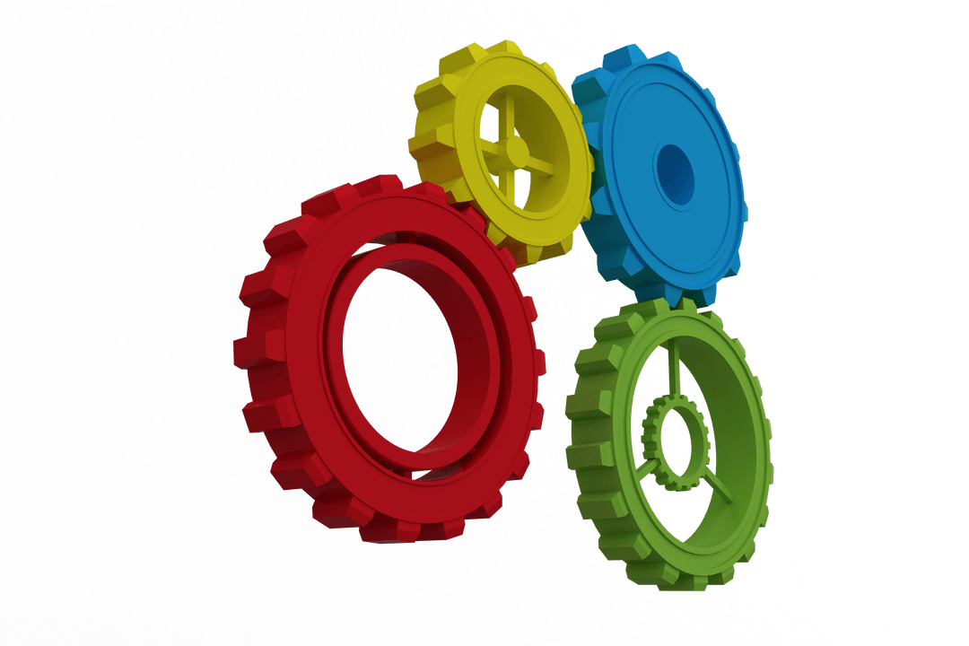 Vibrant Gear Cogs on Transparent Background for Industry Concept