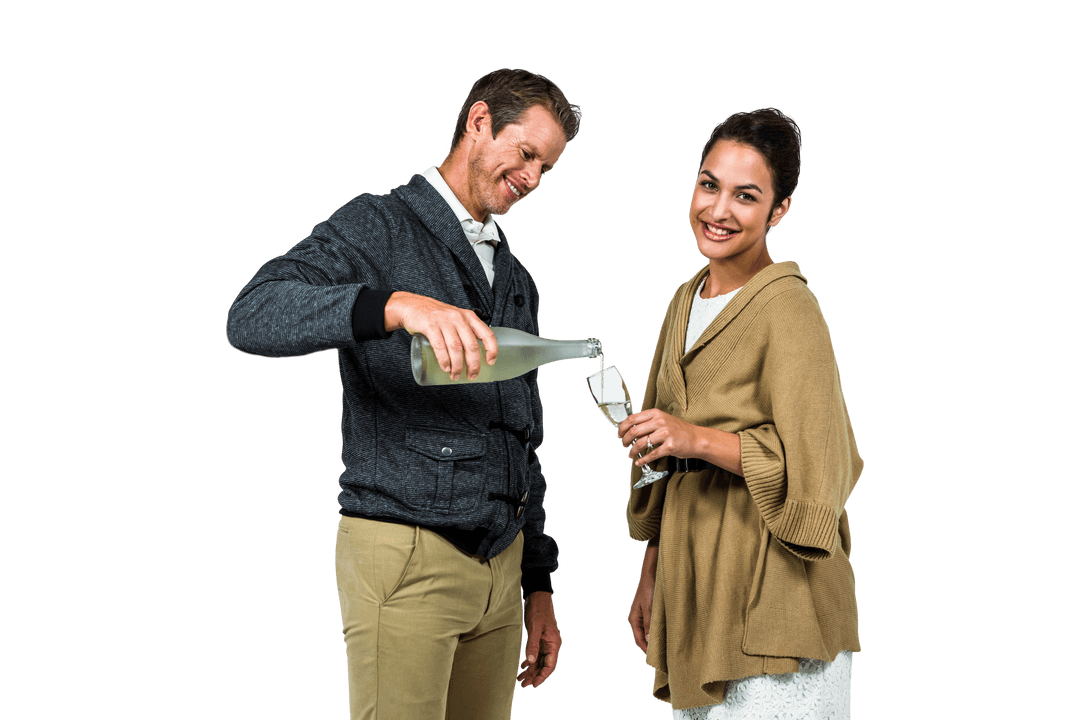 Transparent Couple Enjoying Wine Together on Festive Occasion