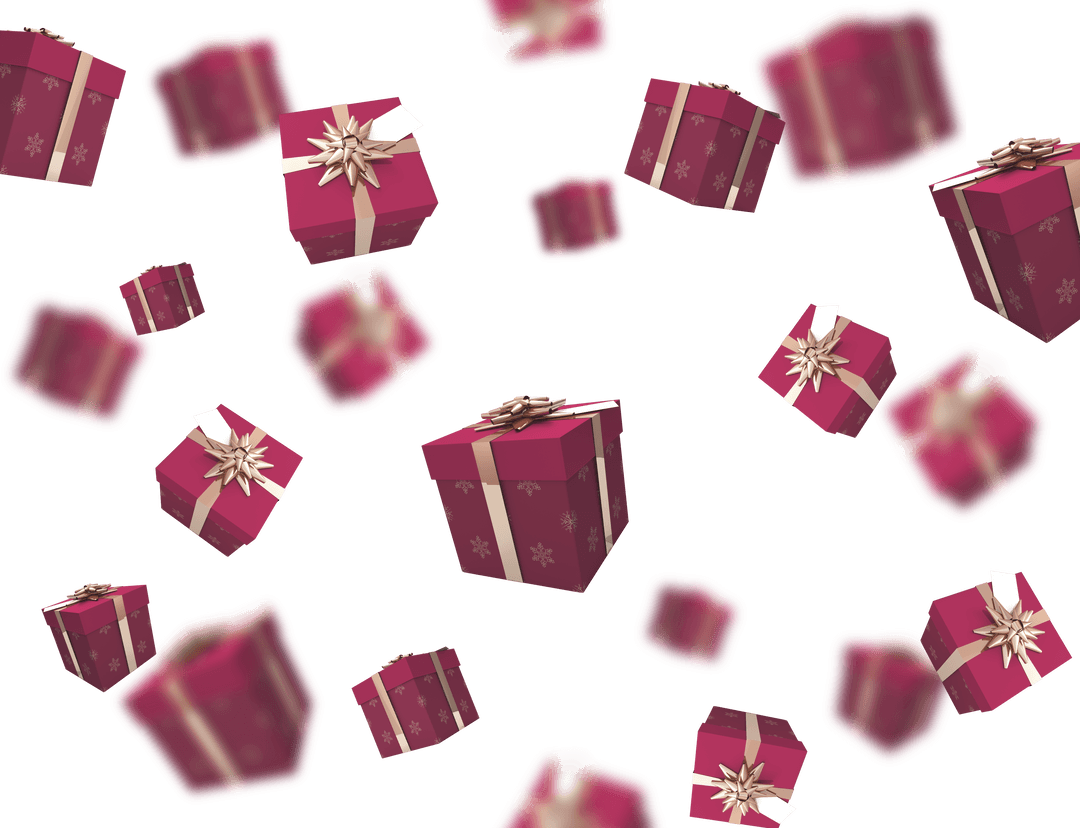 Floating Christmas Gift Boxes with Transparent Background