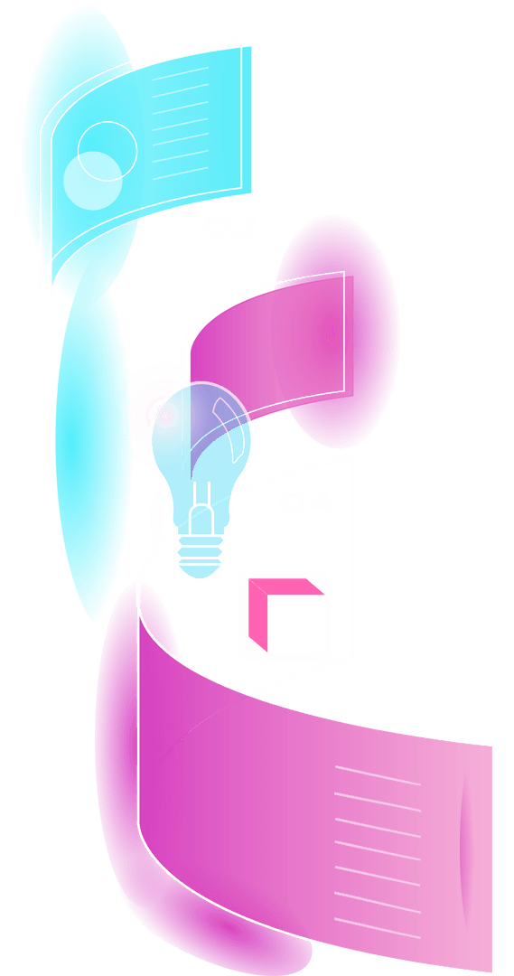 Innovative Light Bulb with Floating Panels and Cube on Clear Background