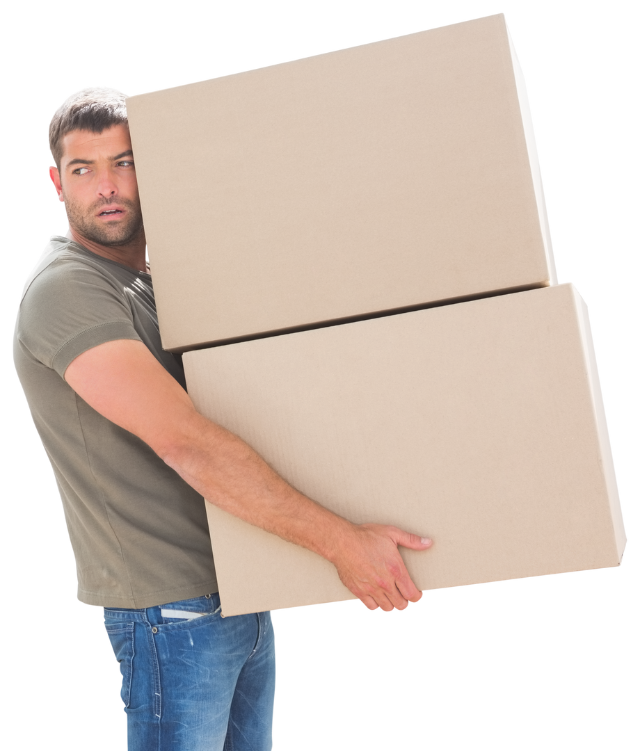 Man Holding Boxes with Transparent Background for Moving - Download Free Stock Images Pikwizard.com