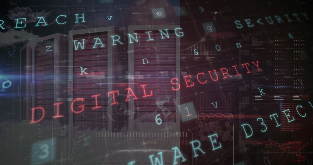 Digital Security Concept with Warning Signs Overlaid