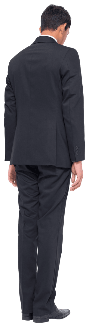 Transparent Businessman Turning Away in Formal Attire, Backview Standing