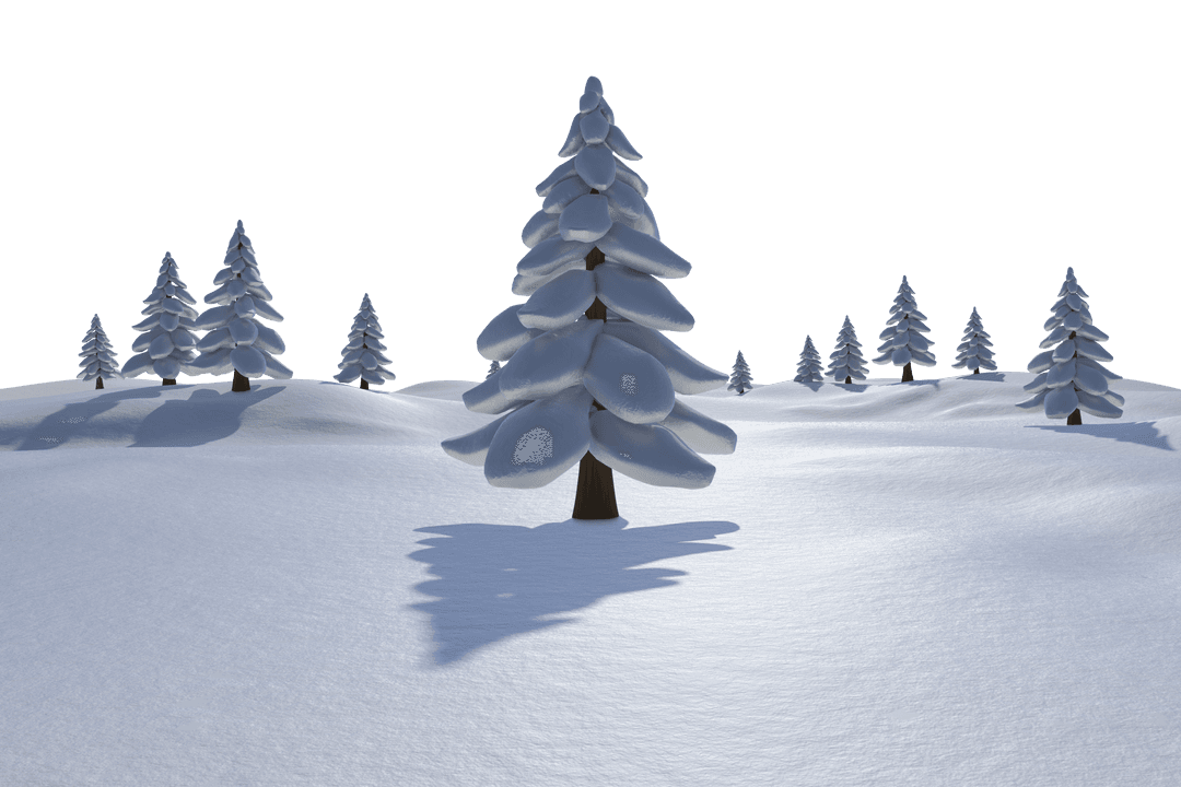 Scenic Transparent Winter Wonderland with Snowy Fir Trees