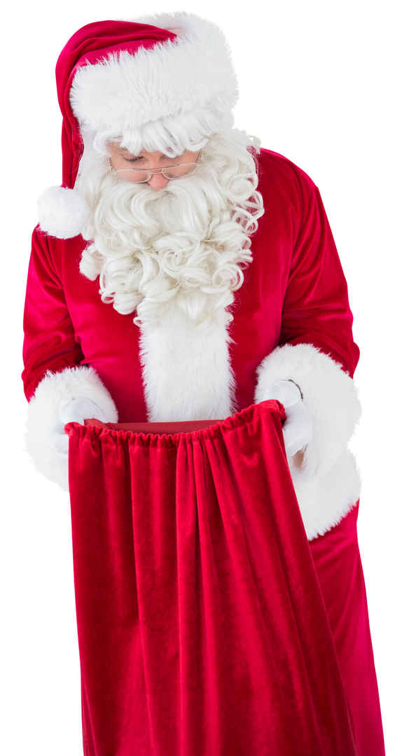 Transparent Santa Claus Looking Into Sack Isolated on White - Download Free Stock Images Pikwizard.com