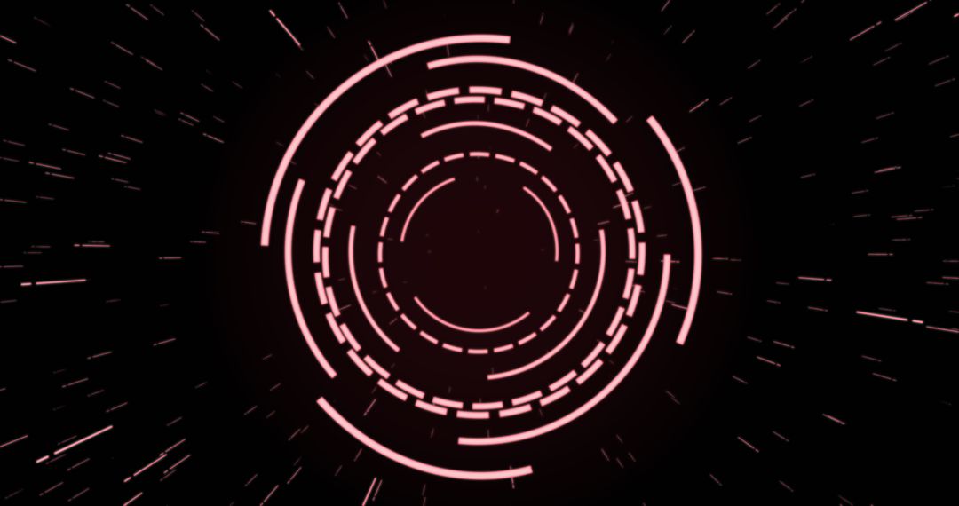 Futuristic Pink Digital Interface with Spinning Circles