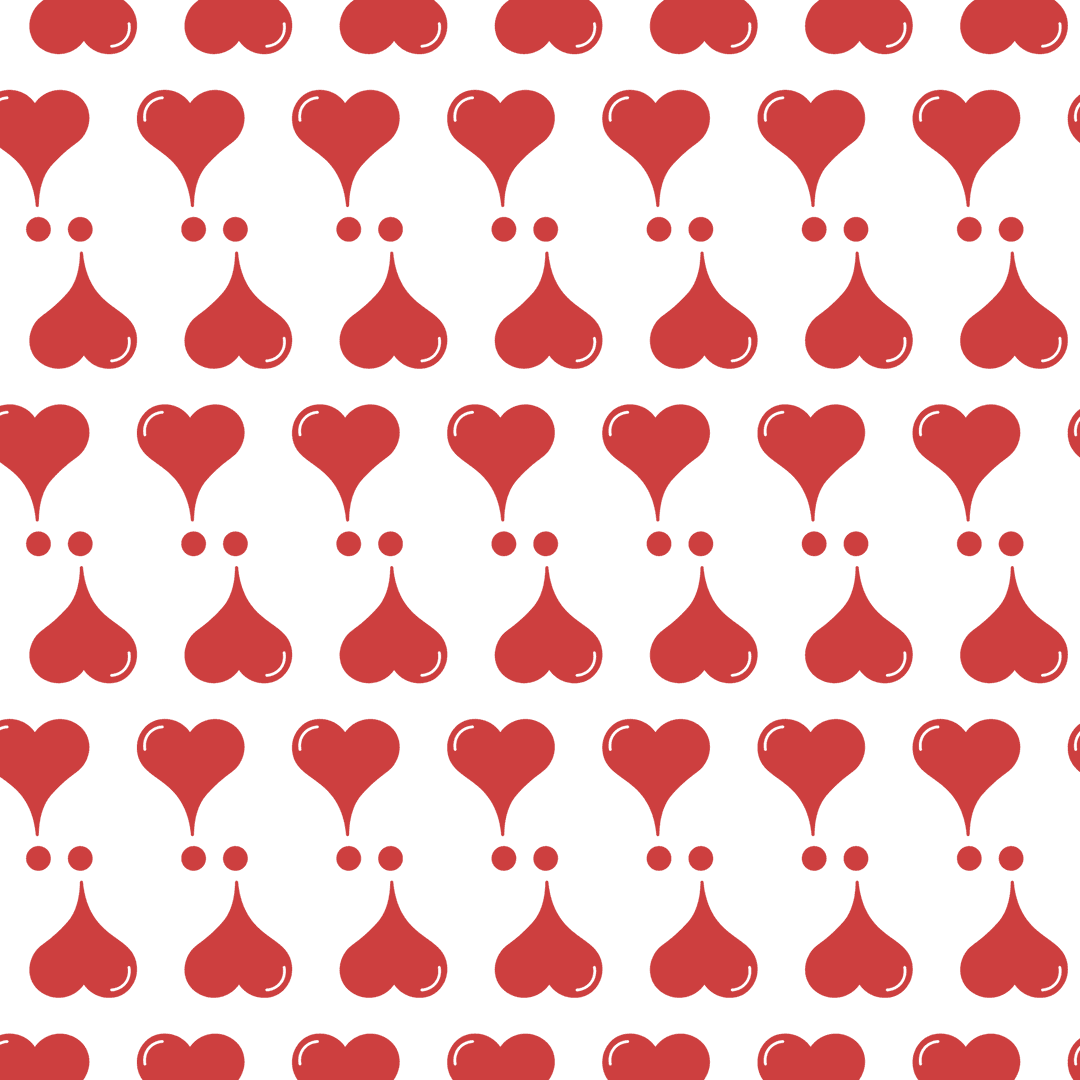 Red Exclamation Heart Pattern on Transparent Background