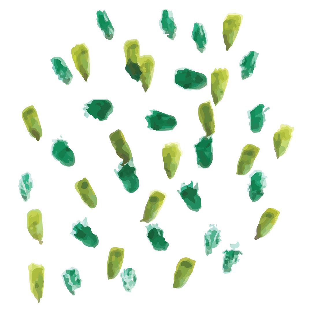 Colorful Green Stains Pattern on Transparent Background