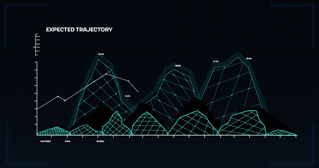 Futuristic Data Visualization Chart with Digital Mountain Peaks