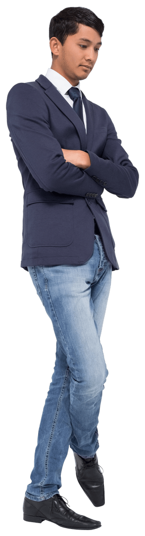 Unsmiling Businessman With Crossed Arms in Casual Apparel