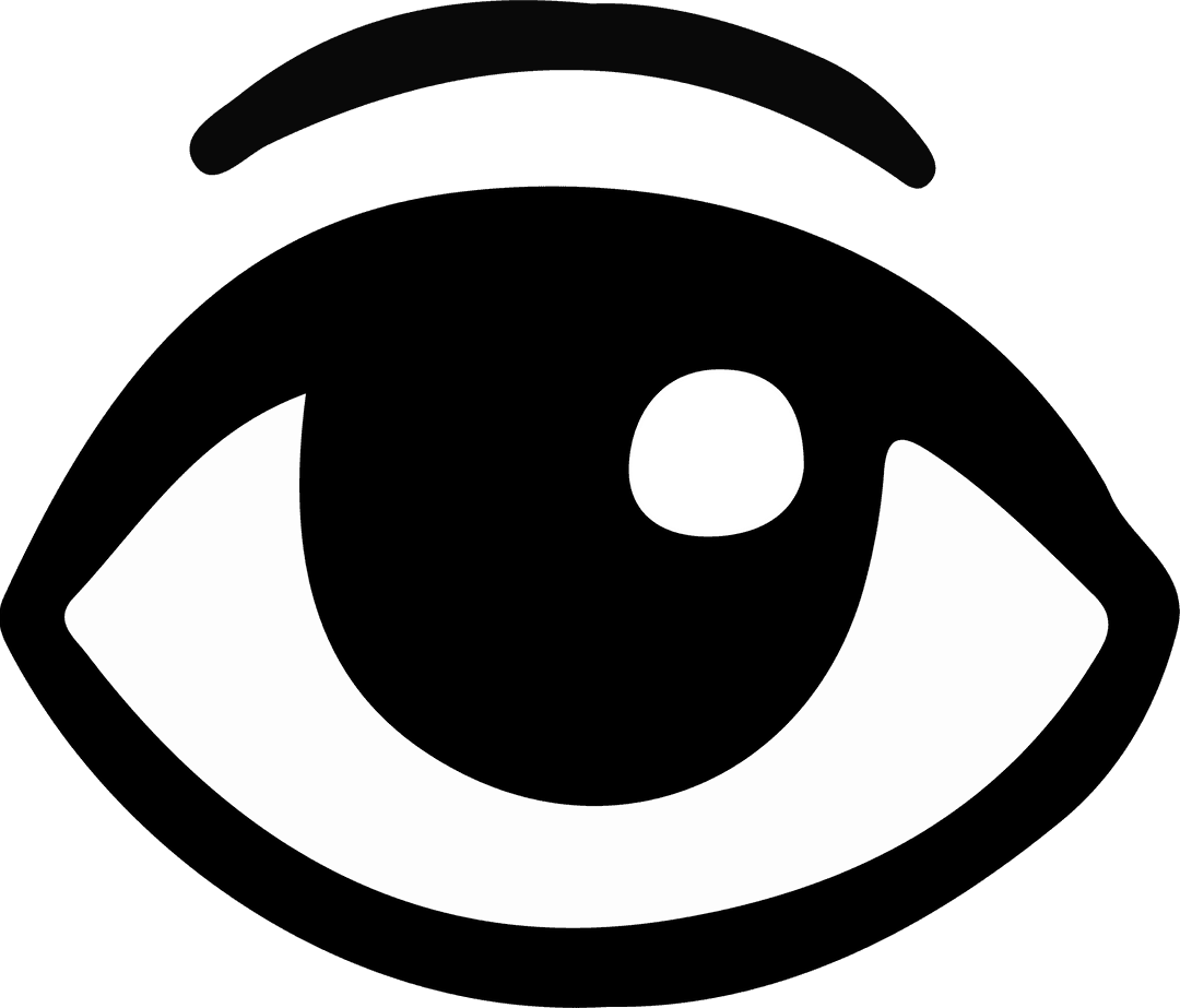 Flat Eye Icon with Reflection on Transparent Background