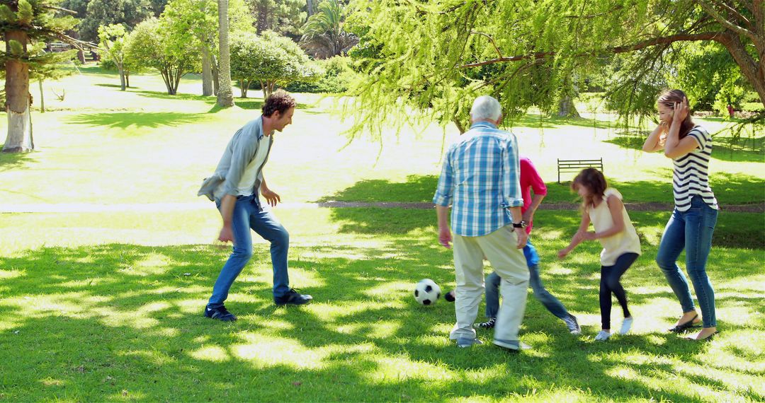 Family Bonding in Park with Soccer Game - Free Images, Stock Photos and Pictures on Pikwizard.com