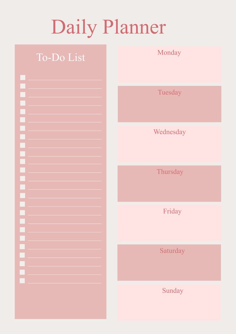 Minimalist Daily Planner with Weekly Schedule and To-Do List - Download Free Stock Templates Pikwizard.com