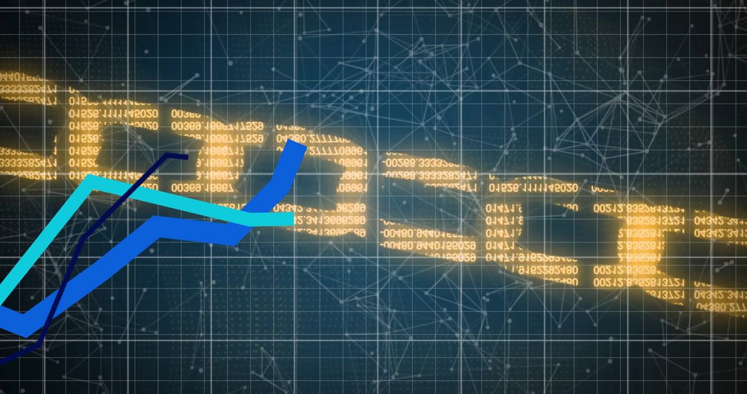 Digital blockchain data with rising graph symbolizing growth