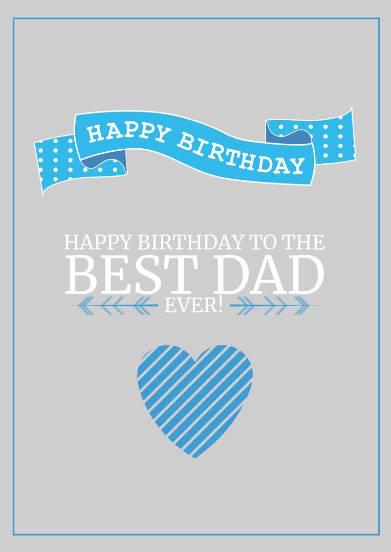 Happy Birthday Dad Greeting Card with Blue Heart on Grey Background - Download Free Stock Templates Pikwizard.com