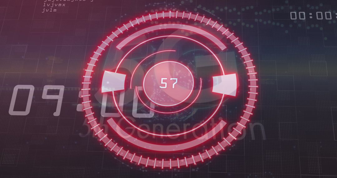 Futuristic Digital Interface with Red HUD Display