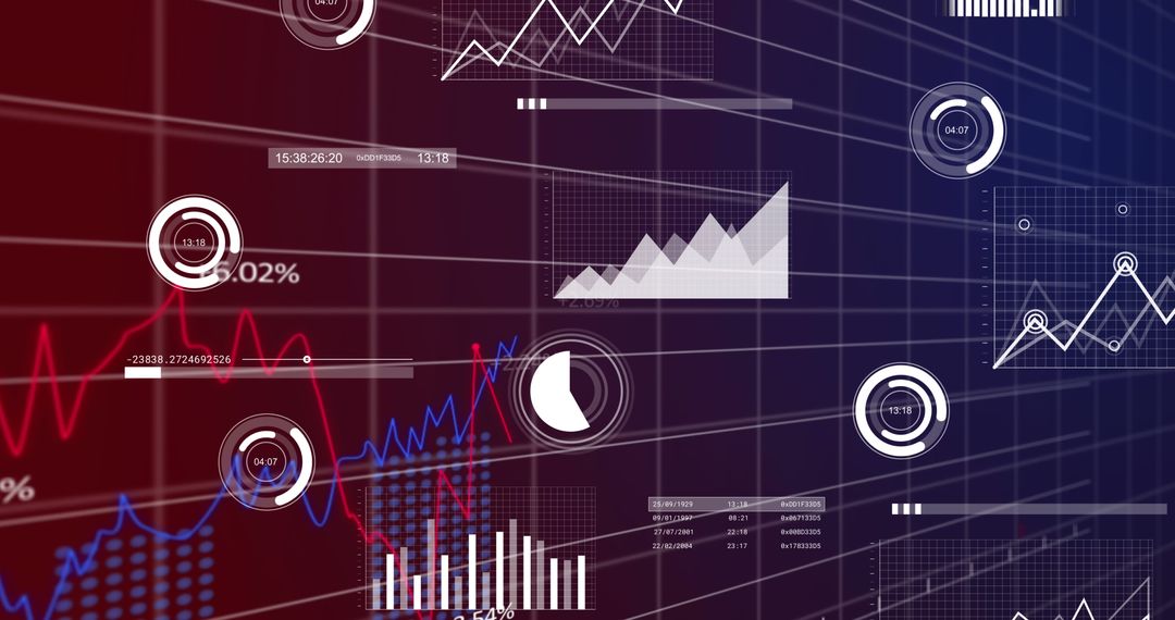 Financial Data Analysis with Graphs and Charts on Abstract Grid