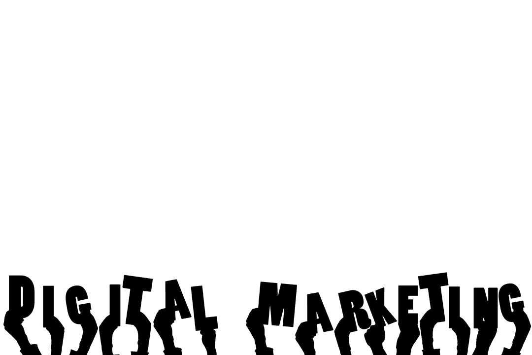 Digital Marketing Text Held by Hands on Transparent Background