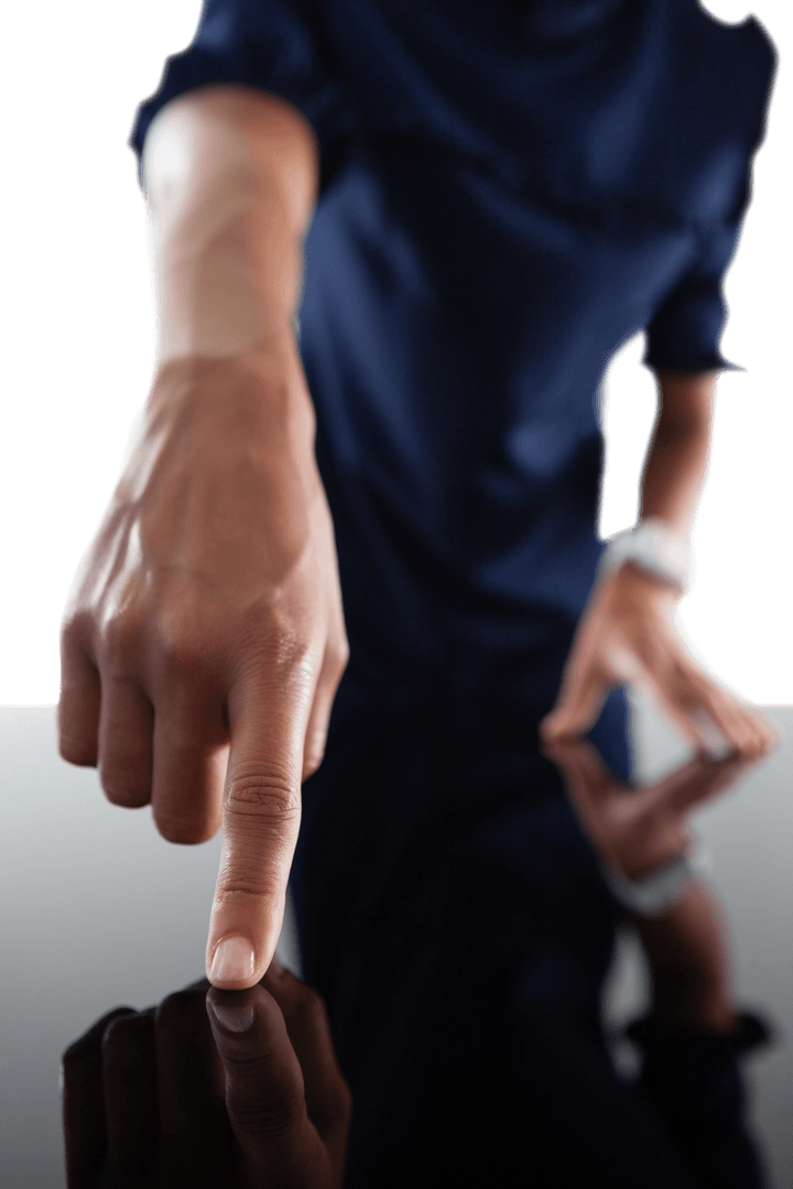 Businesswoman Touching Transparent Virtual Interface