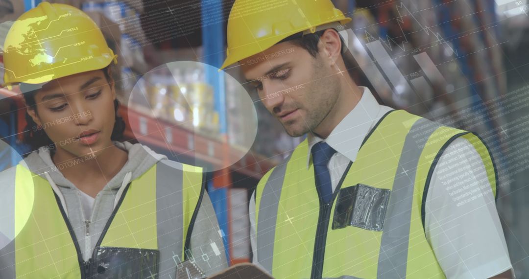 Warehouse Supervisors Analyzing Logistic Data