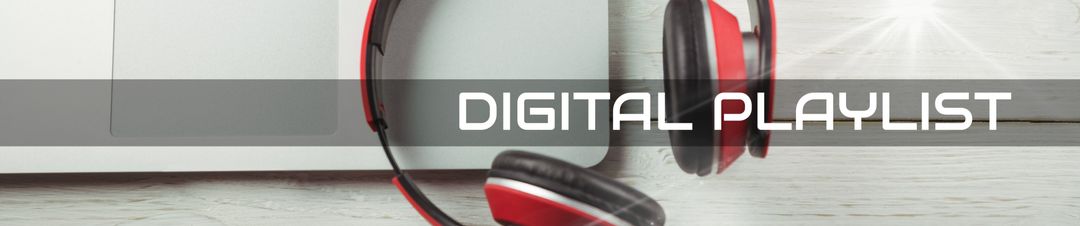 Modern music experience with about headphones and laptop