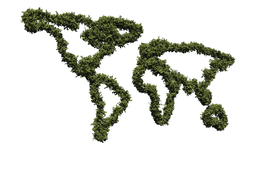 Transparent World Map Formed by Leaves for Eco Design Concepts