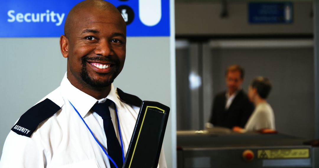 Friendly Security Officer at Airport Terminal