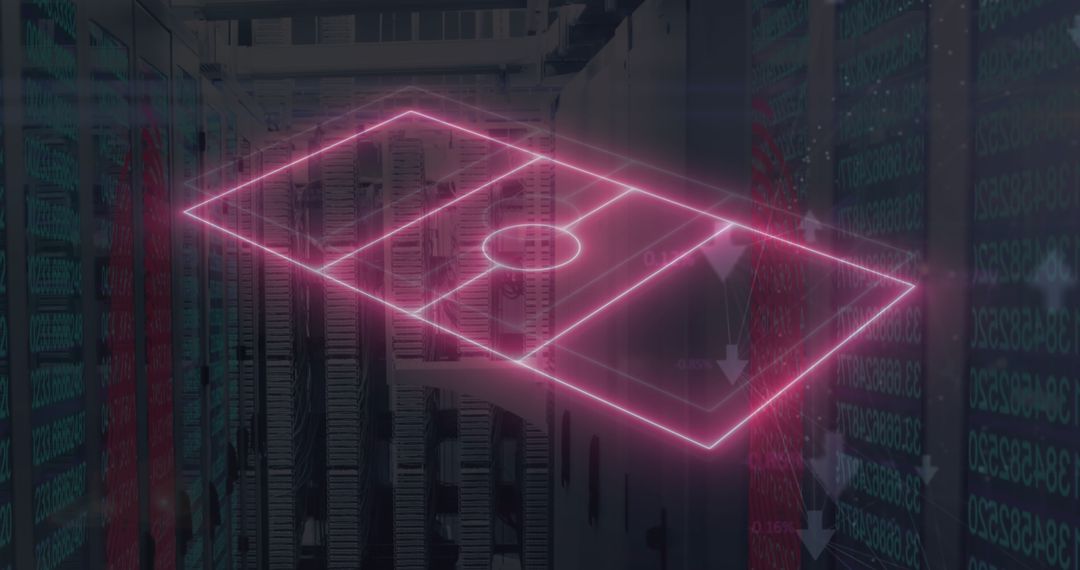 Glowing Holographic Soccer Field in Data Center