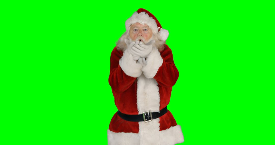 Surprised Santa Claus in Red Suit with Green Background - Free Images, Stock Photos and Pictures on Pikwizard.com