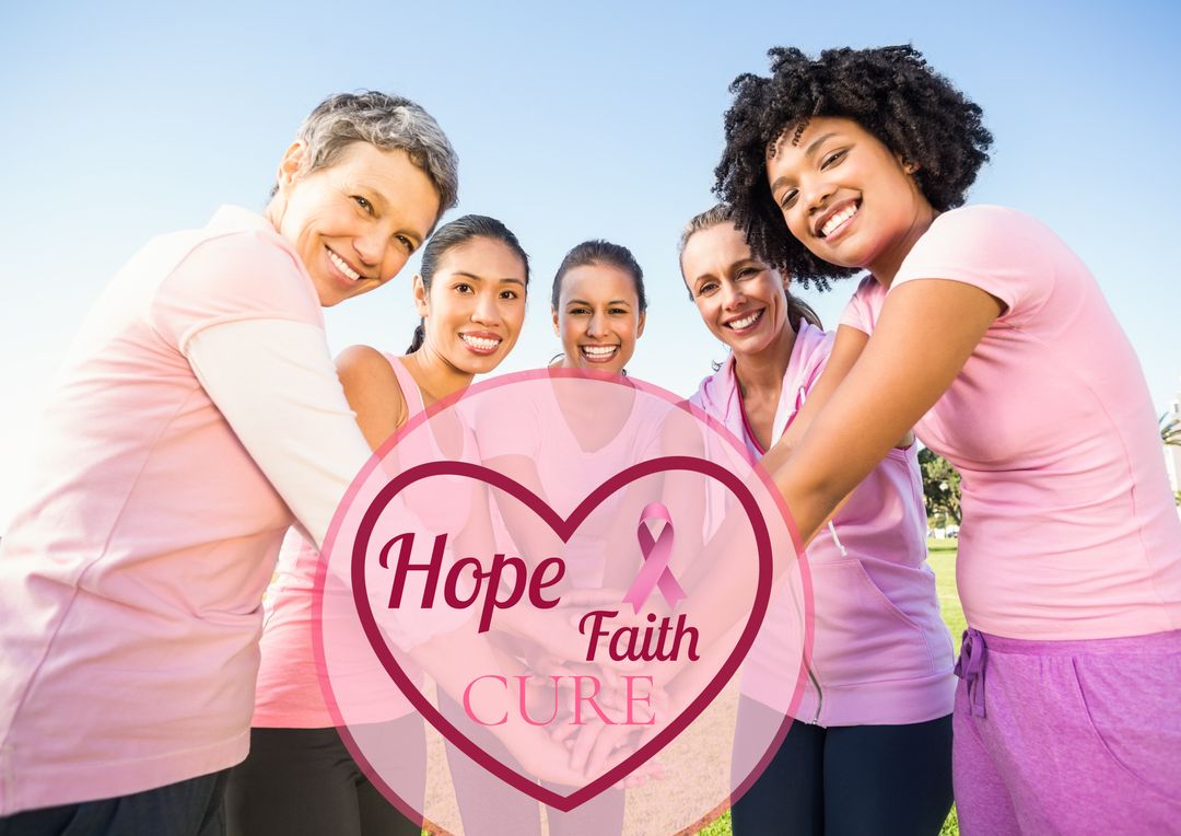 Diverse Women Promoting Breast Cancer Awareness with Optimism and Unity - Download Free Stock Templates Pikwizard.com