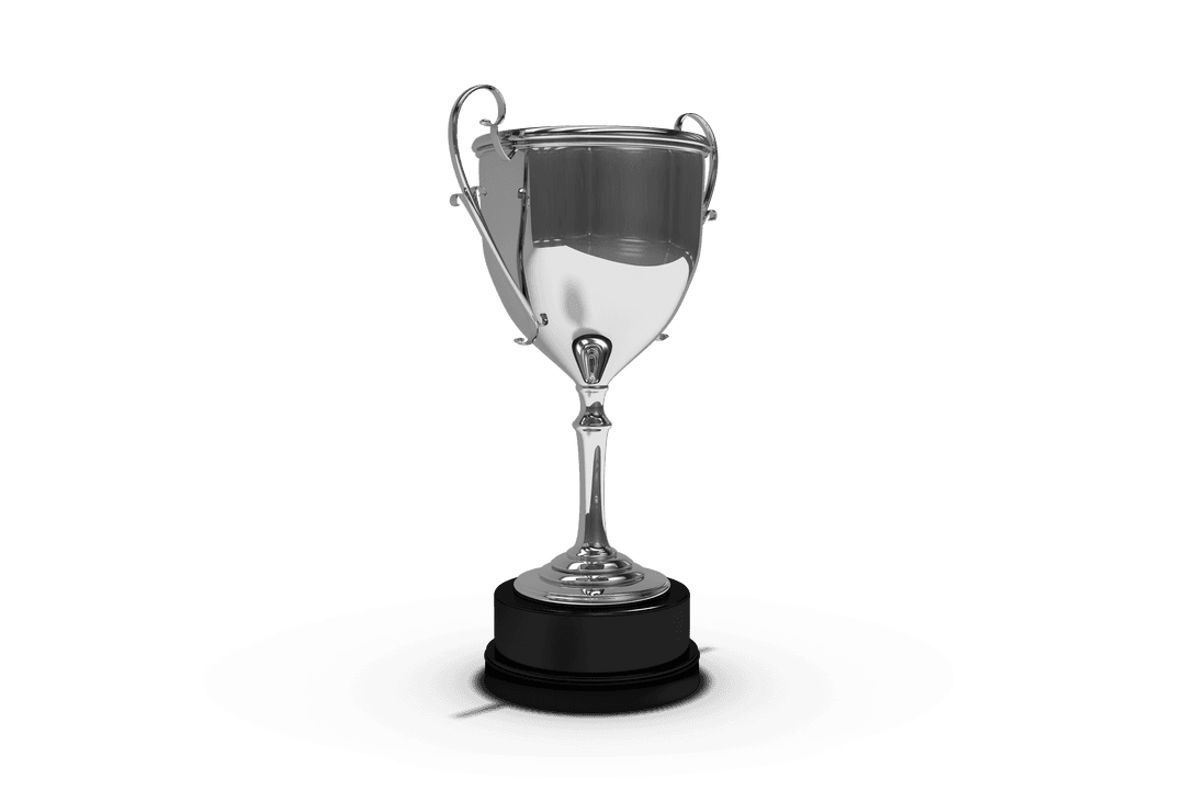 Silver Trophy Cup on Transparent Background for Success Themes