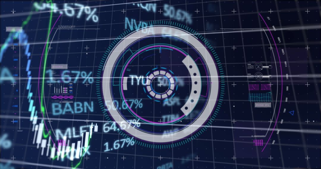 Futuristic Digital Interface with Stock Market Data