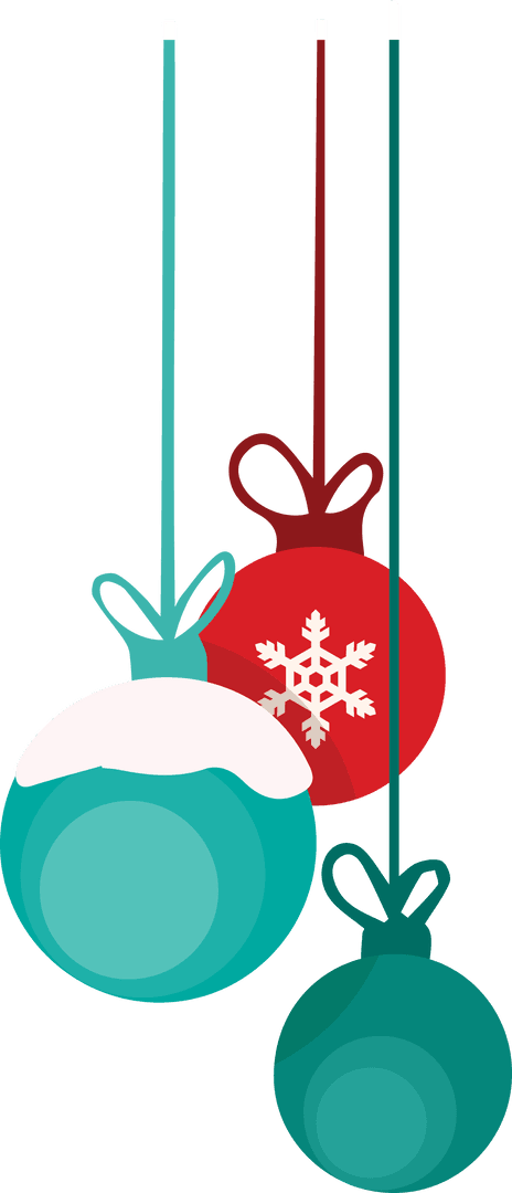 Colorful Christmas Ornaments on Transparent Background
