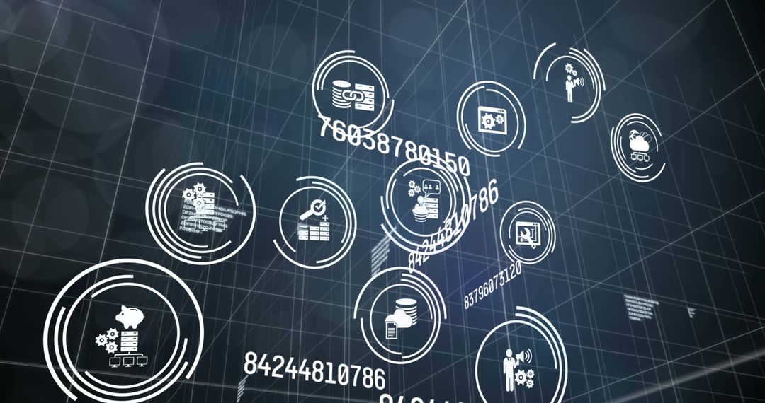 Digital Icons Overlaid on Scientific Data Background