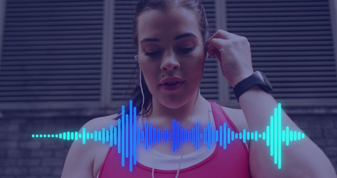 Music Data Visualization over Woman Exercising in City