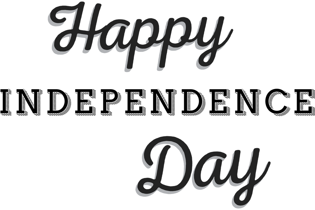 Transparent Happy Independence Day Text on Isolation